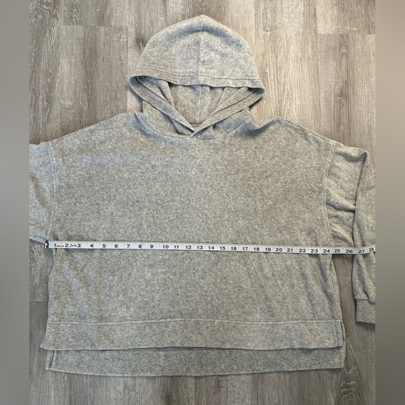 Aerie velour Gray Cropped Hoodie Size Medium - Picture 4 of 6